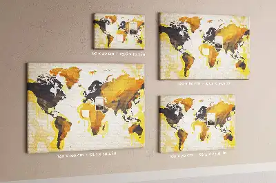 Abstract World Map Printed Cork Board