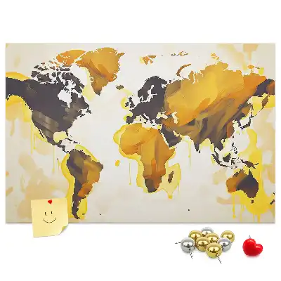 Printed Cork Board Abstract world map