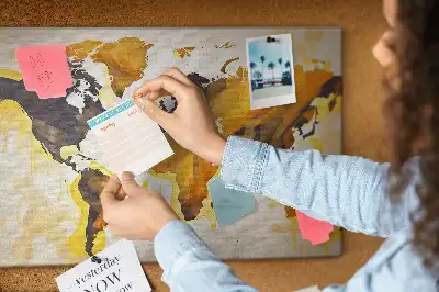 Abstract World Map Printed Cork Board
