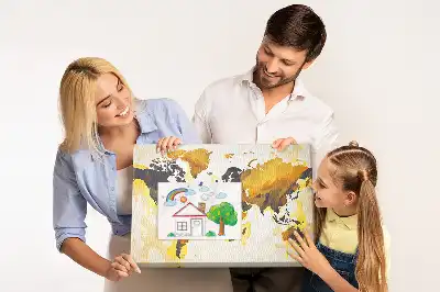 Abstract World Map Printed Cork Board