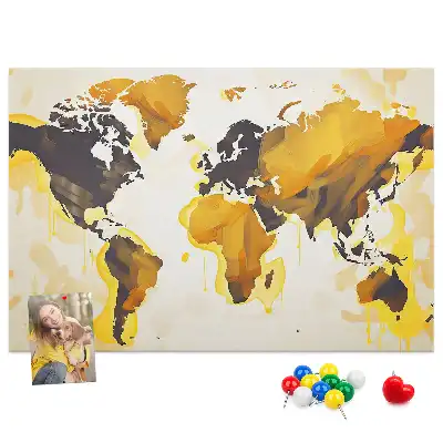 Printed Cork Board Abstract world map