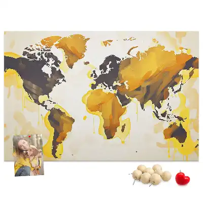 Abstract World Map Printed Cork Board