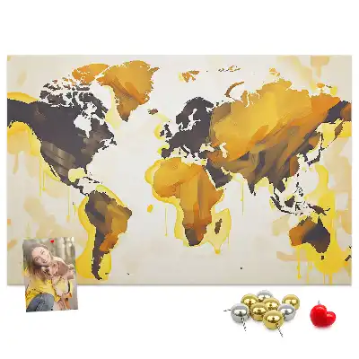 Abstract World Map Printed Cork Board