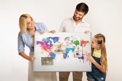 World Map Printed Cork Memo Board