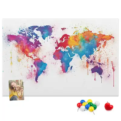 World Map Printed Cork Memo Board