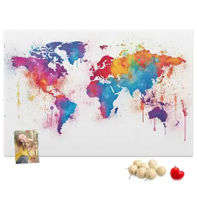 World Map Printed Cork Memo Board