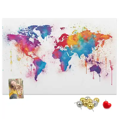 World Map Printed Cork Memo Board