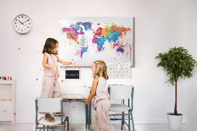 World Map Printed Cork Memo Board
