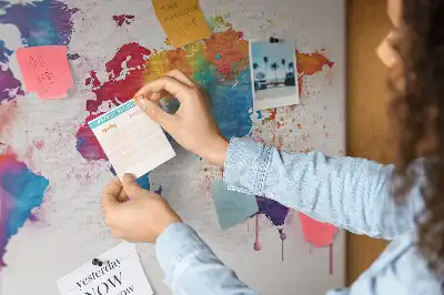 Printed Cork Memo Board World map