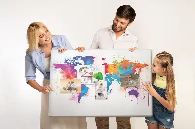 World Map Printed Cork Memo Board