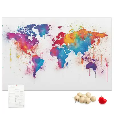 World Map Printed Cork Memo Board