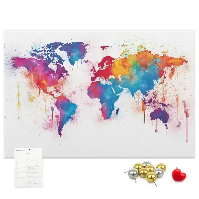 Printed Cork Memo Board World map