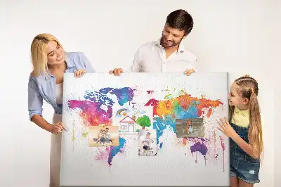 World Map Printed Cork Memo Board