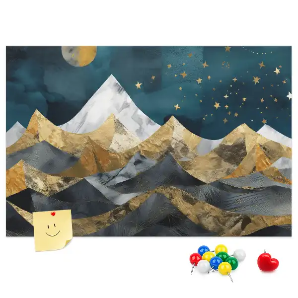 Mountains at night printed cork board