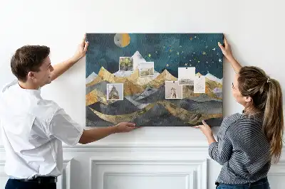 Mountains at night printed cork board
