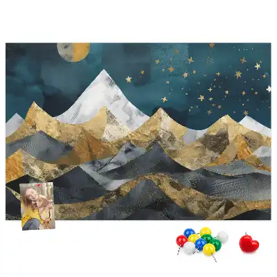 Mountains at night printed cork board