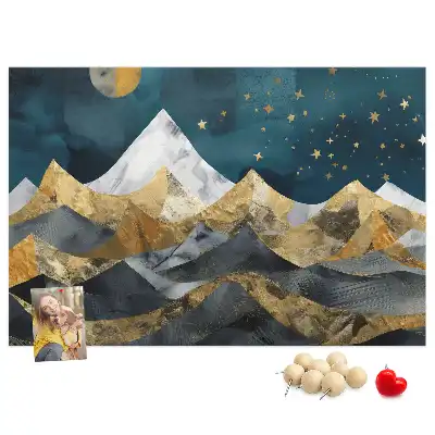 Mountains at night printed cork board