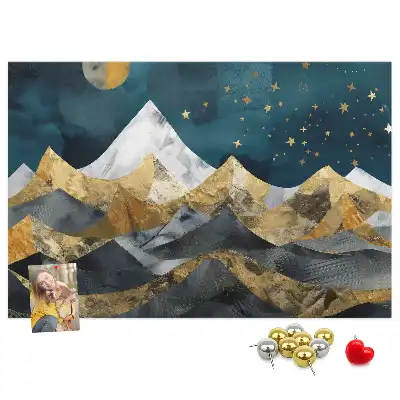 Printed Cork Board Mountains at night