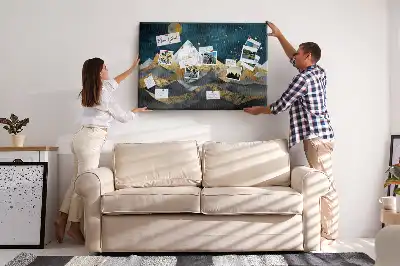 Mountains at night printed cork board