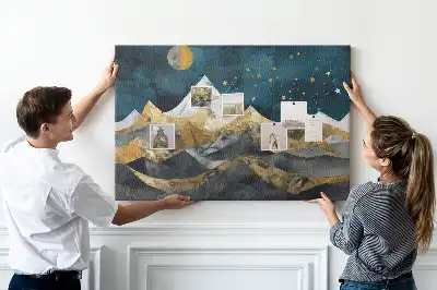 Printed Cork Board Mountains at night