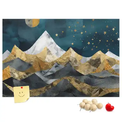 Printed Cork Board Mountains at night