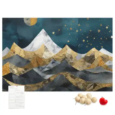 Printed Cork Board Mountains at night