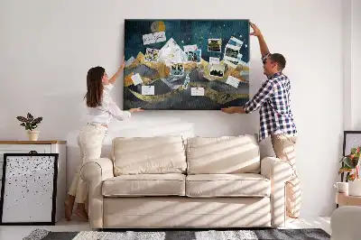 Printed Cork Board Mountains at night
