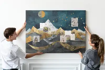 Mountains at night printed cork board