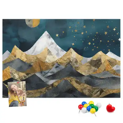 Mountains at night printed cork board