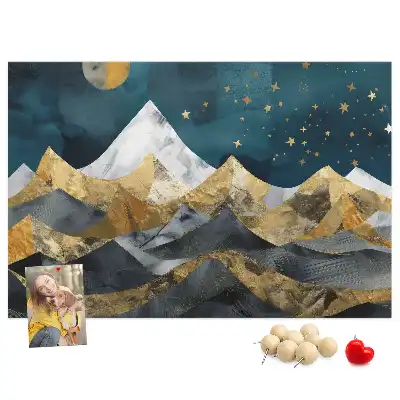 Printed Cork Board Mountains at night