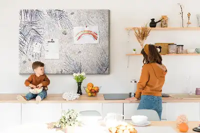 Printed Palm Leaf Cork Memo Board