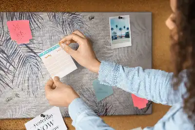 Printed Palm Leaf Cork Memo Board
