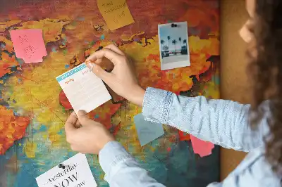 World Map Printed Cork Memo Board