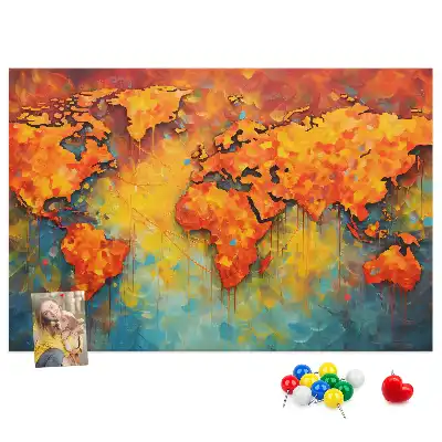World Map Printed Cork Memo Board