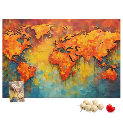 World Map Printed Cork Memo Board
