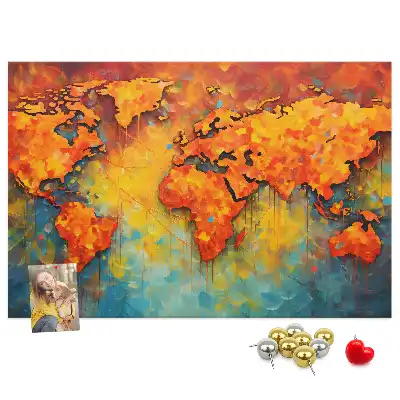 World Map Printed Cork Memo Board