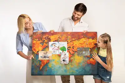 World Map Printed Cork Memo Board