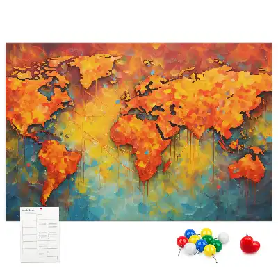 World Map Printed Cork Memo Board