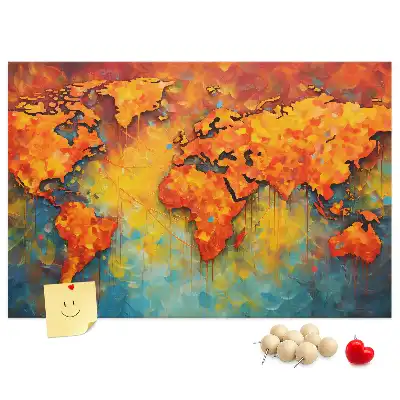 World Map Printed Cork Memo Board