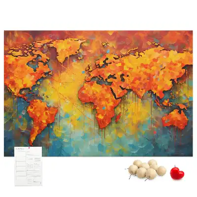 World Map Printed Cork Memo Board