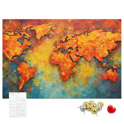 World Map Printed Cork Memo Board