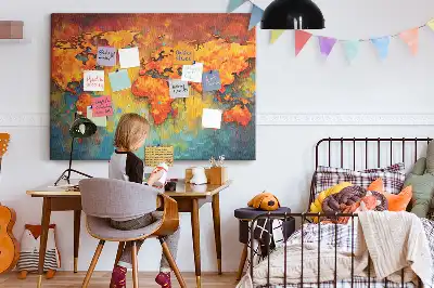 World Map Printed Cork Memo Board