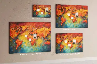 World Map Printed Cork Memo Board