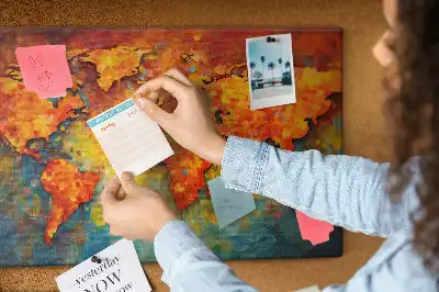 World Map Printed Cork Memo Board