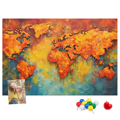 World Map Printed Cork Memo Board