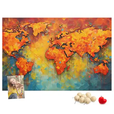 World Map Printed Cork Memo Board