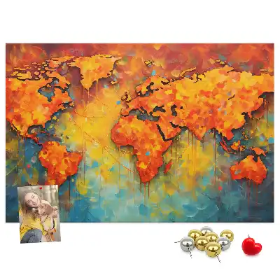 World Map Printed Cork Memo Board