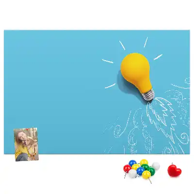 Cork memo board with light bulb drawing