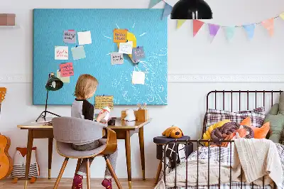 Cork memo board with light bulb drawing