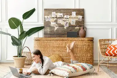 World map cork memo board with wooden frame